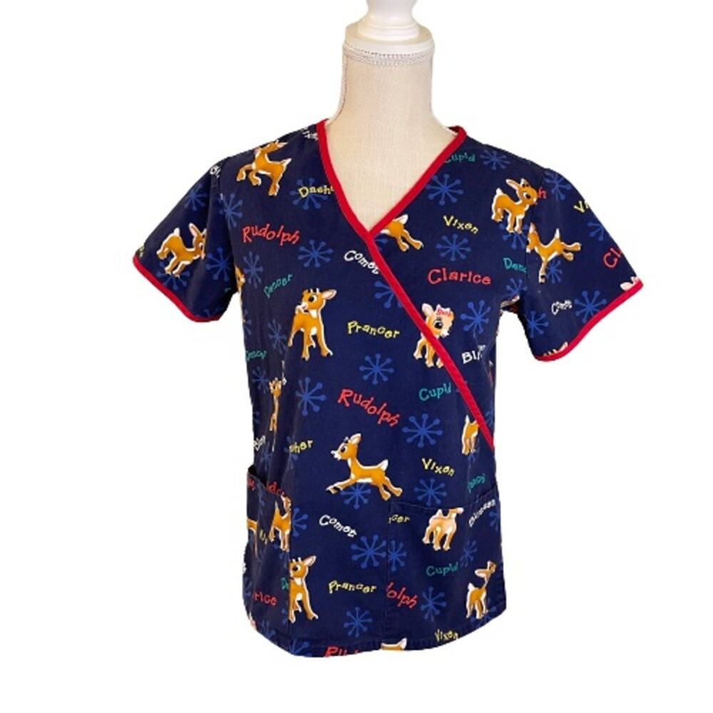 Rudolph Women's V-Neck Scrubs Top w/ Clarice, XS